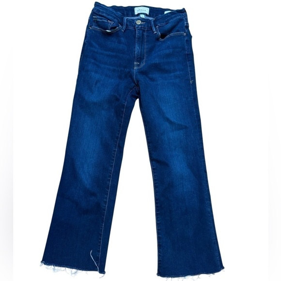 FRAME DENIM Le Crop Mini Boot Raw Hem Stretchy Jeans Size 27 GUC - Picture 1 of 8